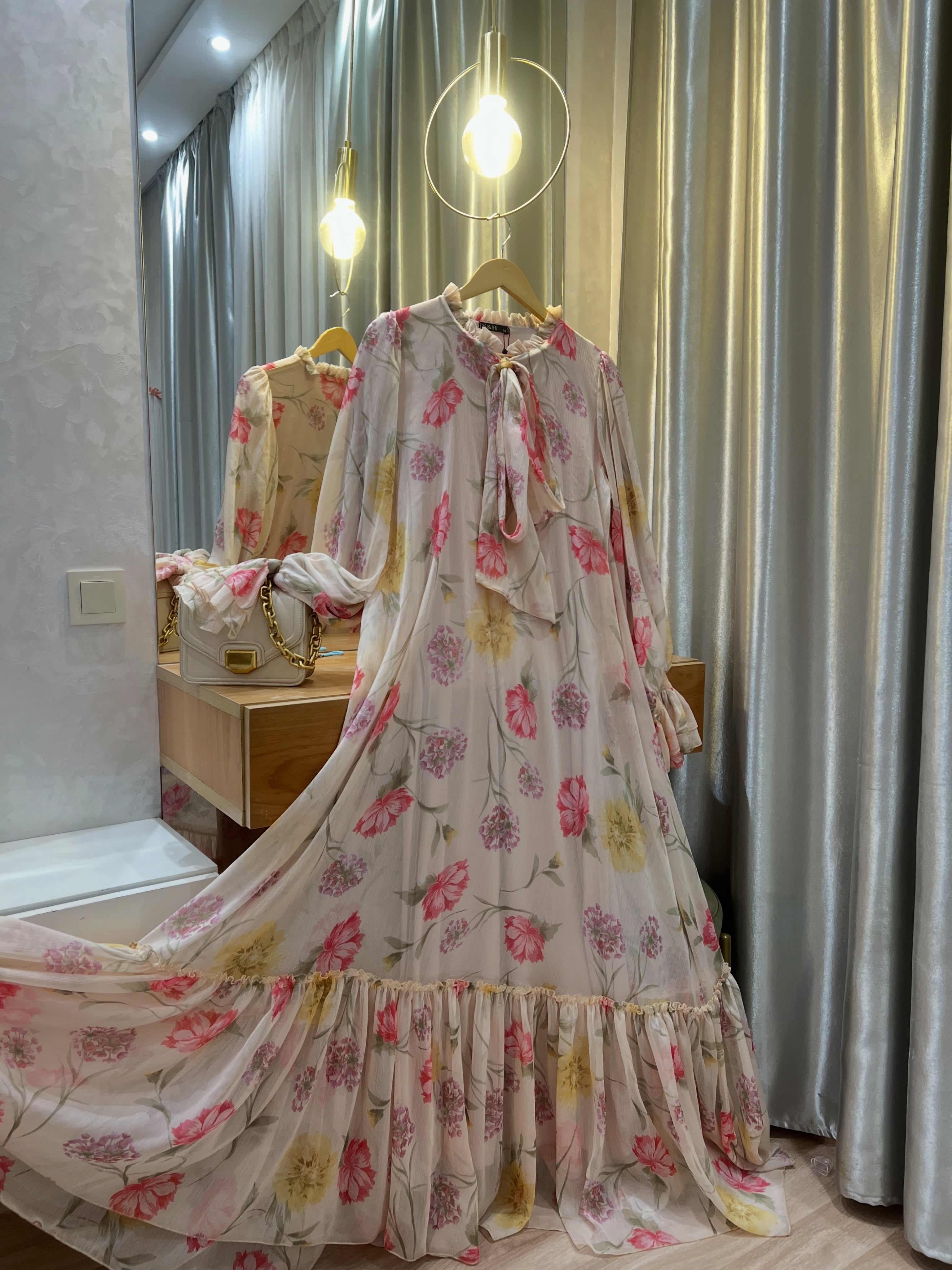 Robe Longue Mousseline Doublée (Qualité Export)