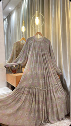 Robe Longue Mousseline Over size — Édition Doublée Fleurie (Qualité Export)