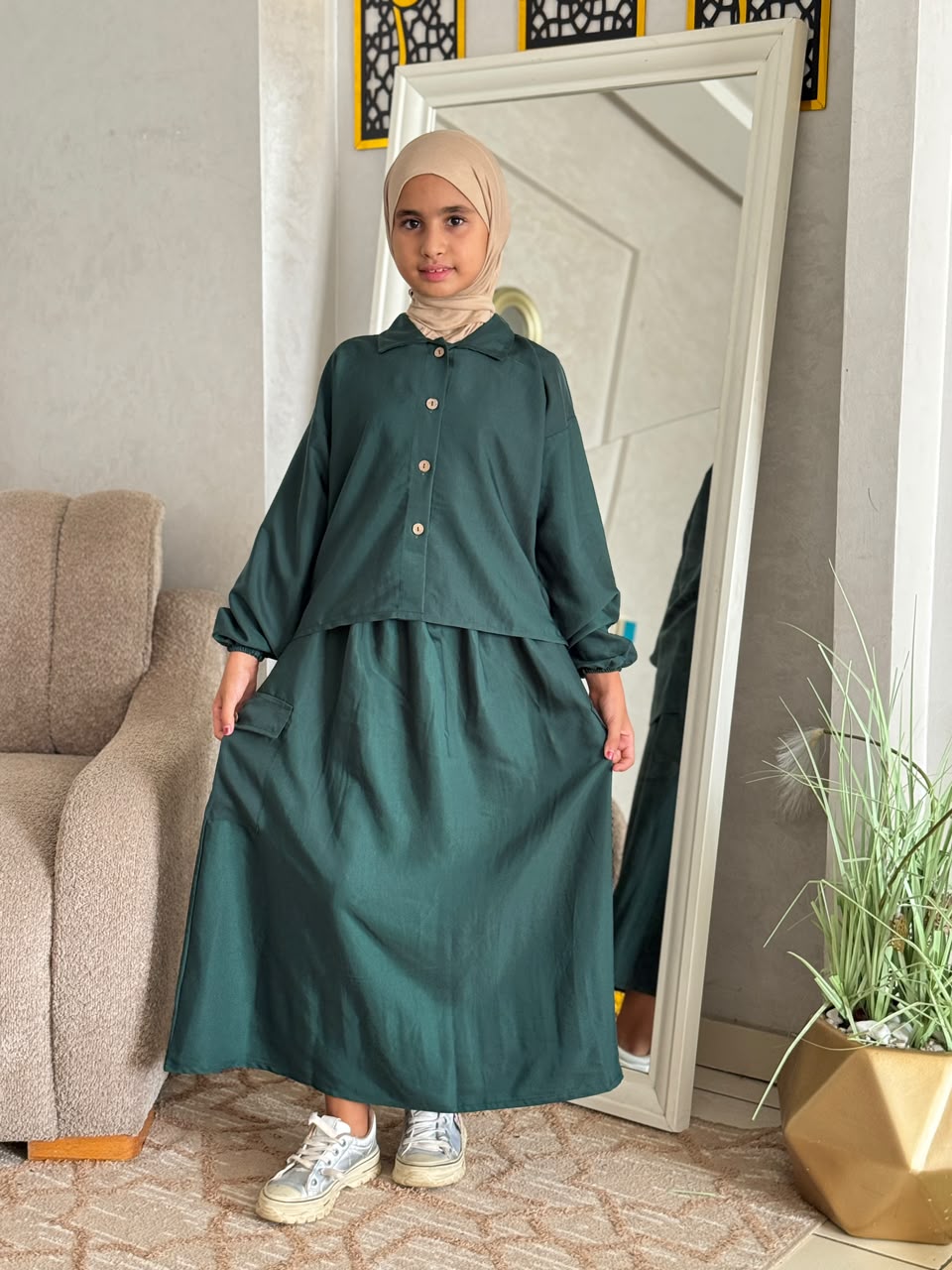 Ensemble SARA Popeline Export — Blouse Cropped & Jupe à Poches (10-16 ans)