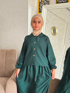 Ensemble SARA Popeline Export — Blouse Cropped & Jupe à Poches (10-16 ans)