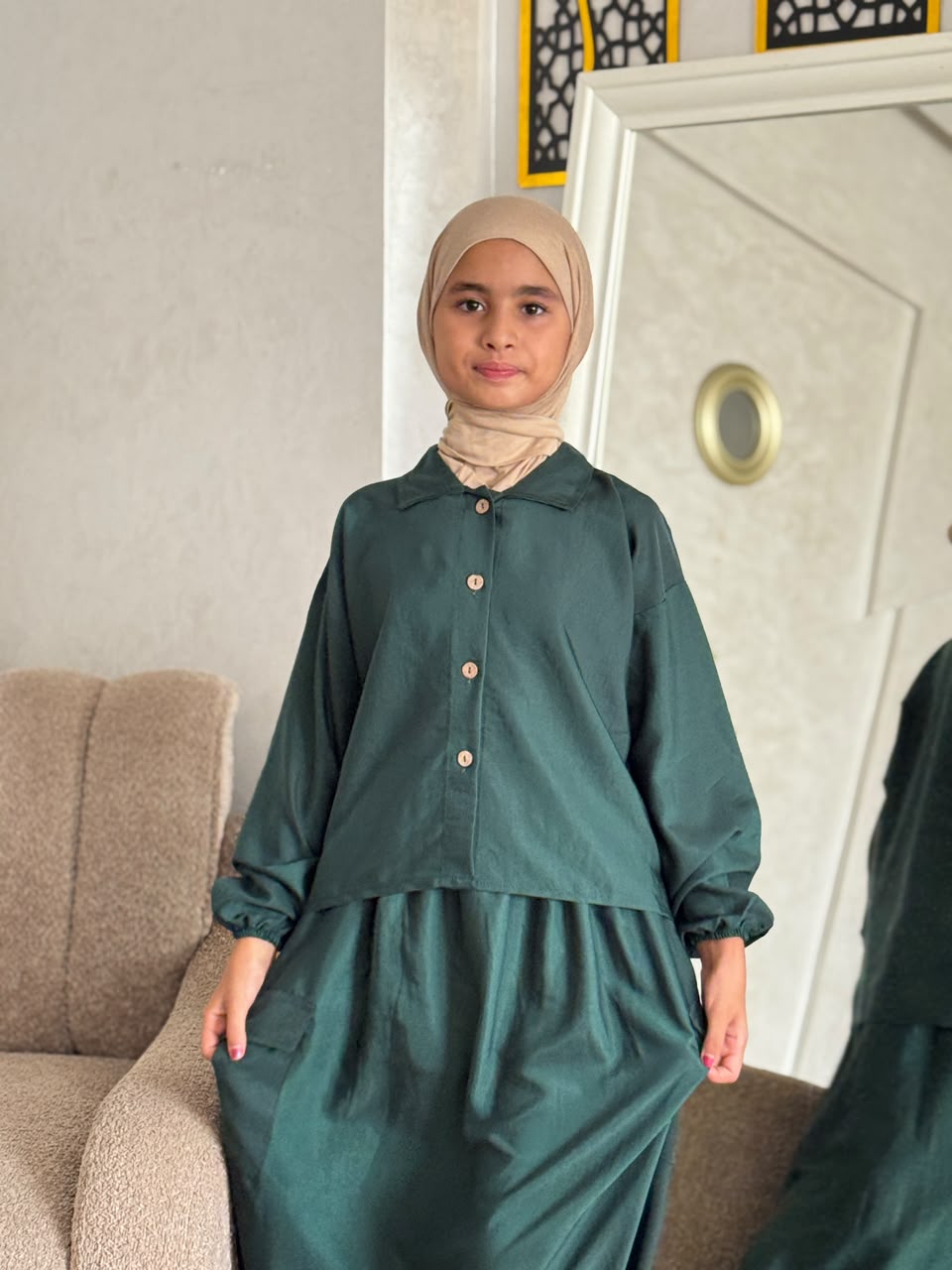 Ensemble SARA Popeline Export — Blouse Cropped & Jupe à Poches (10-16 ans)
