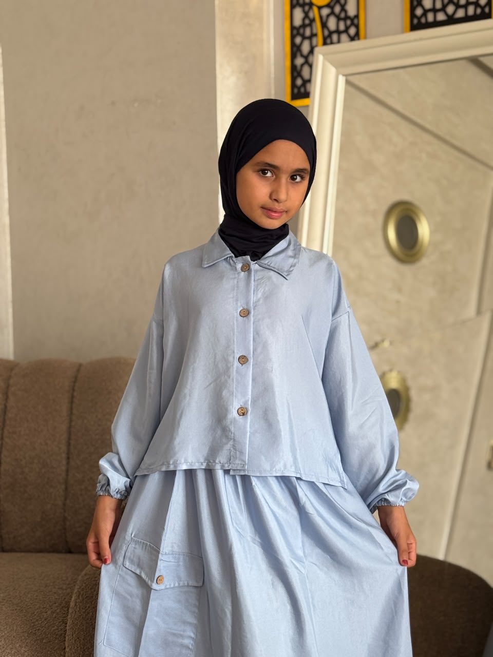 Ensemble SARA Popeline Export — Blouse Cropped & Jupe à Poches (10-16 ans)