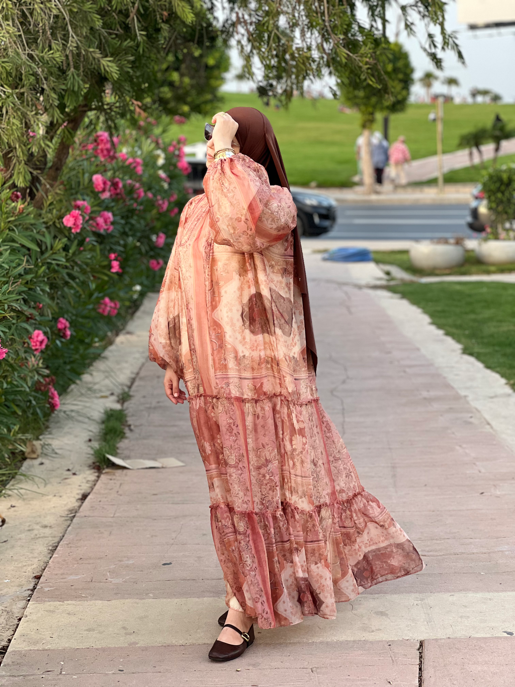 Robe Longue Mousseline Doublée (Qualité Export) + Ceinture