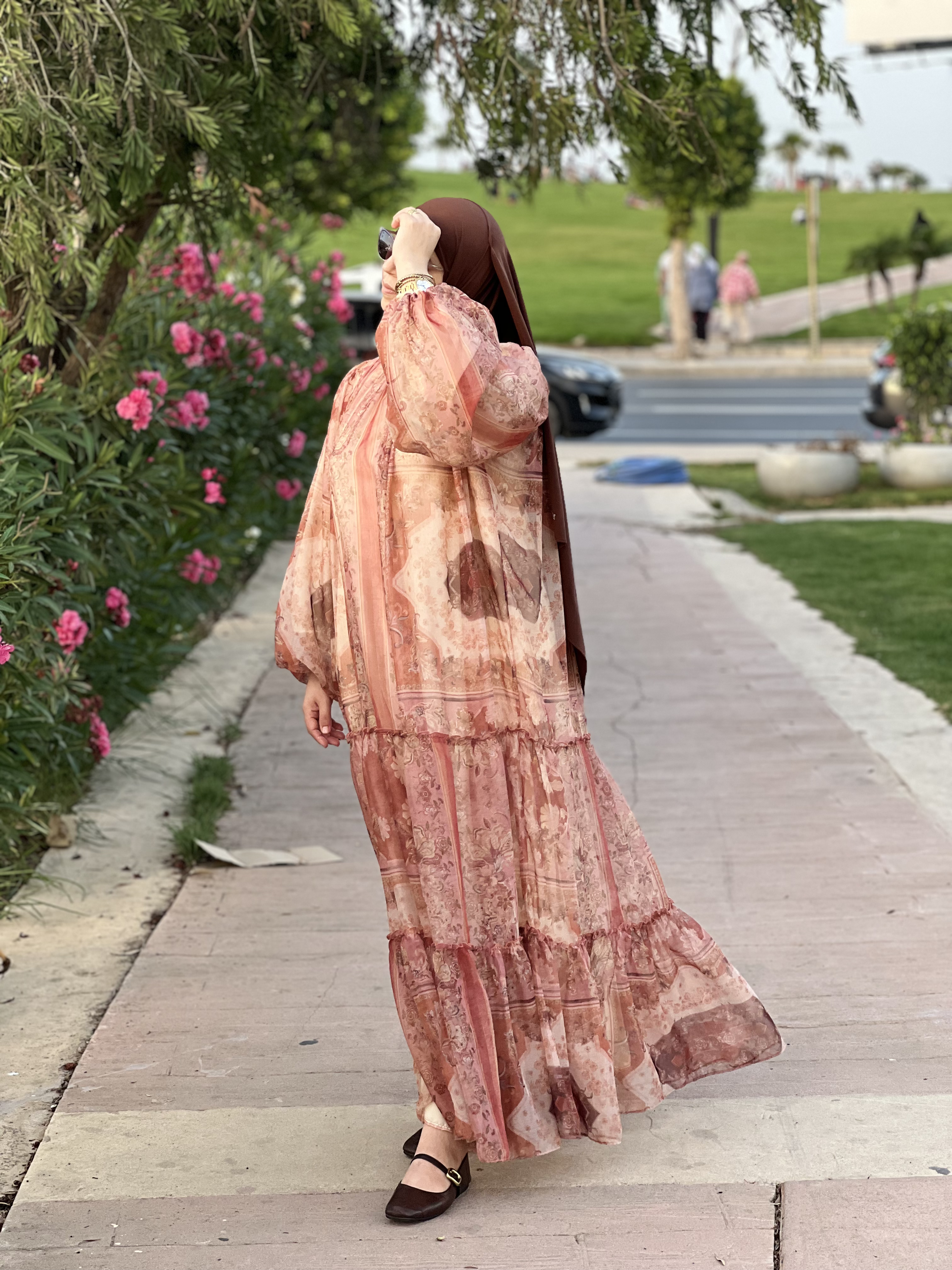 Robe Longue Mousseline Doublée (Qualité Export) + Ceinture