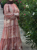 Robe Longue Mousseline Doublée (Qualité Export) + Ceinture