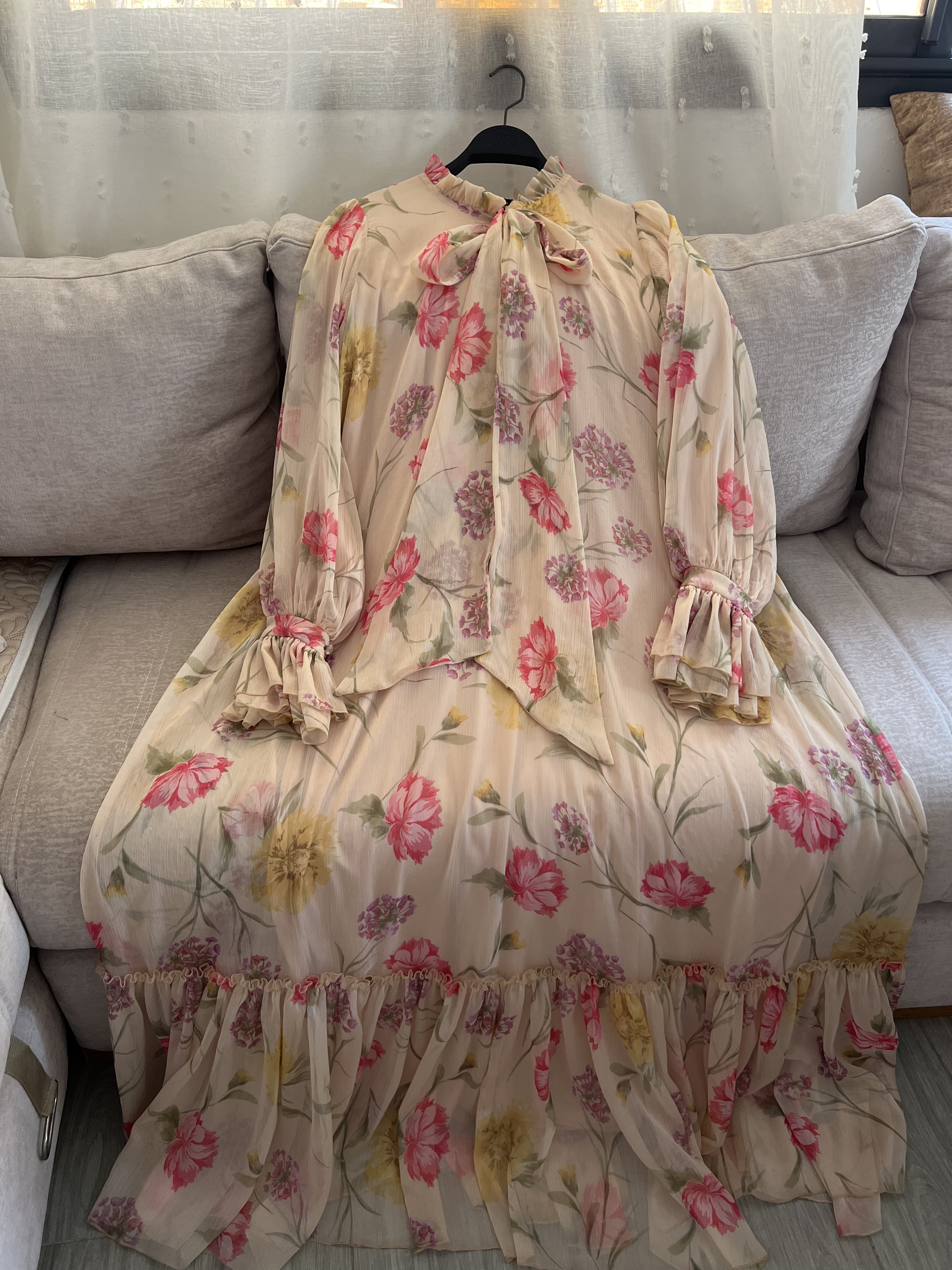 Robe Longue Mousseline Doublée (Qualité Export)