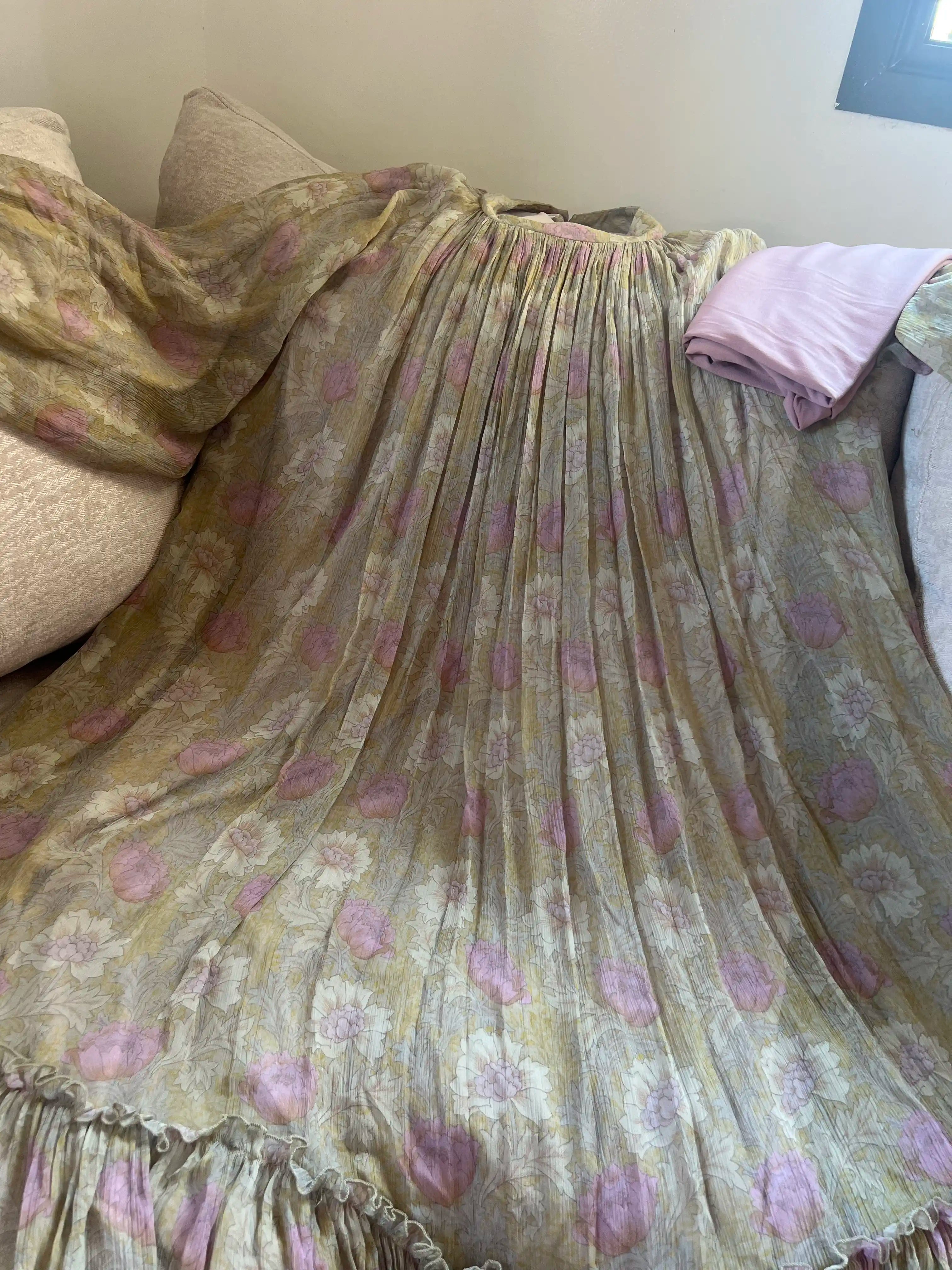 Robe Longue Mousseline Over size — Édition Doublée Fleurie (Qualité Export)
