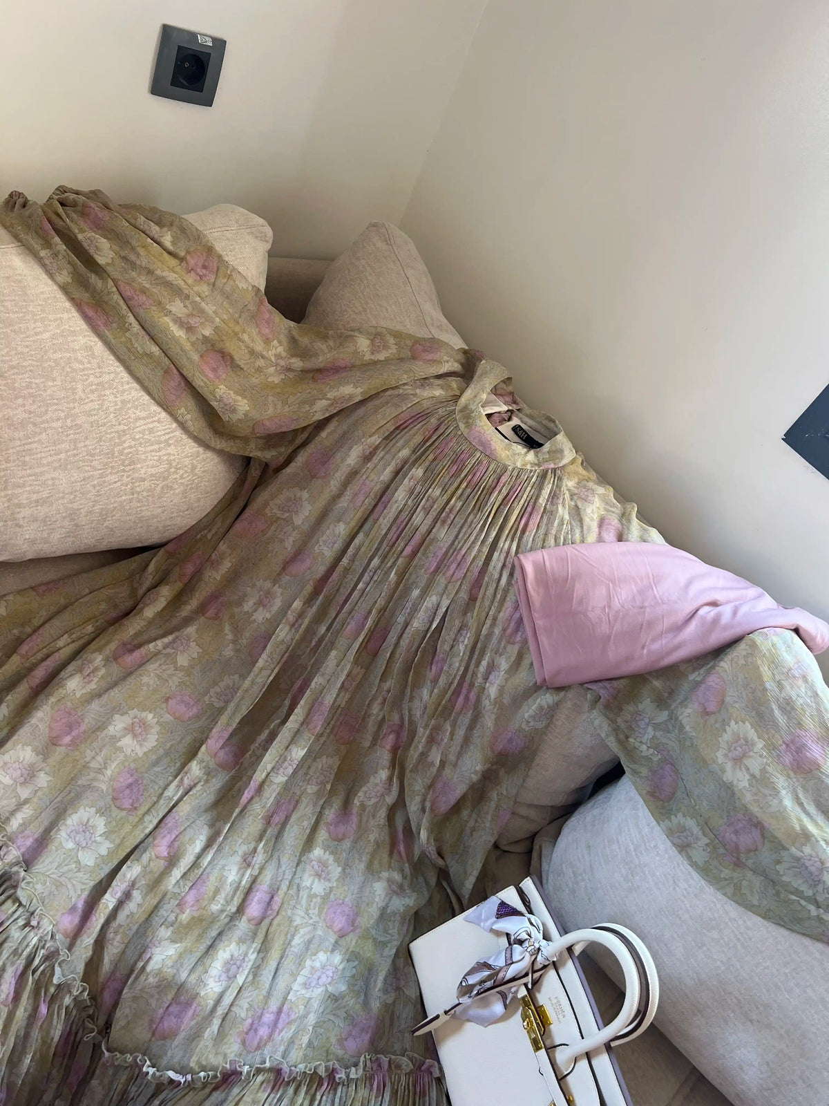 Robe Longue Mousseline Over size — Édition Doublée Fleurie (Qualité Export)
