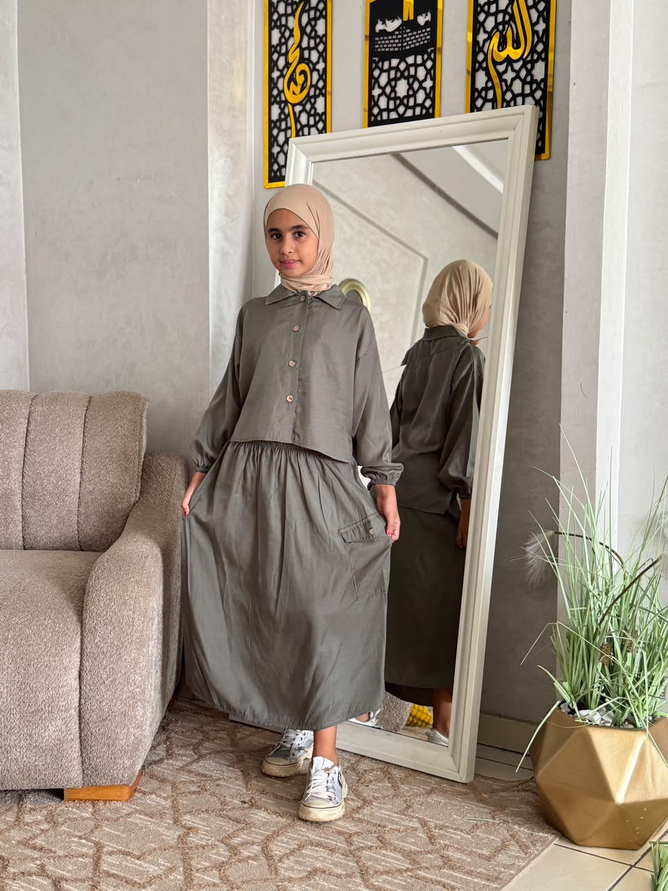 Ensemble SARA Popeline Export — Blouse Cropped & Jupe à Poches (10-16 ans)