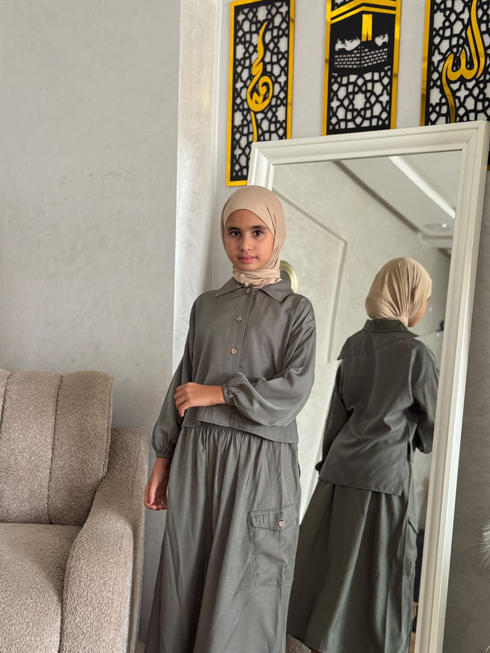 Ensemble SARA Popeline Export — Blouse Cropped & Jupe à Poches (10-16 ans)