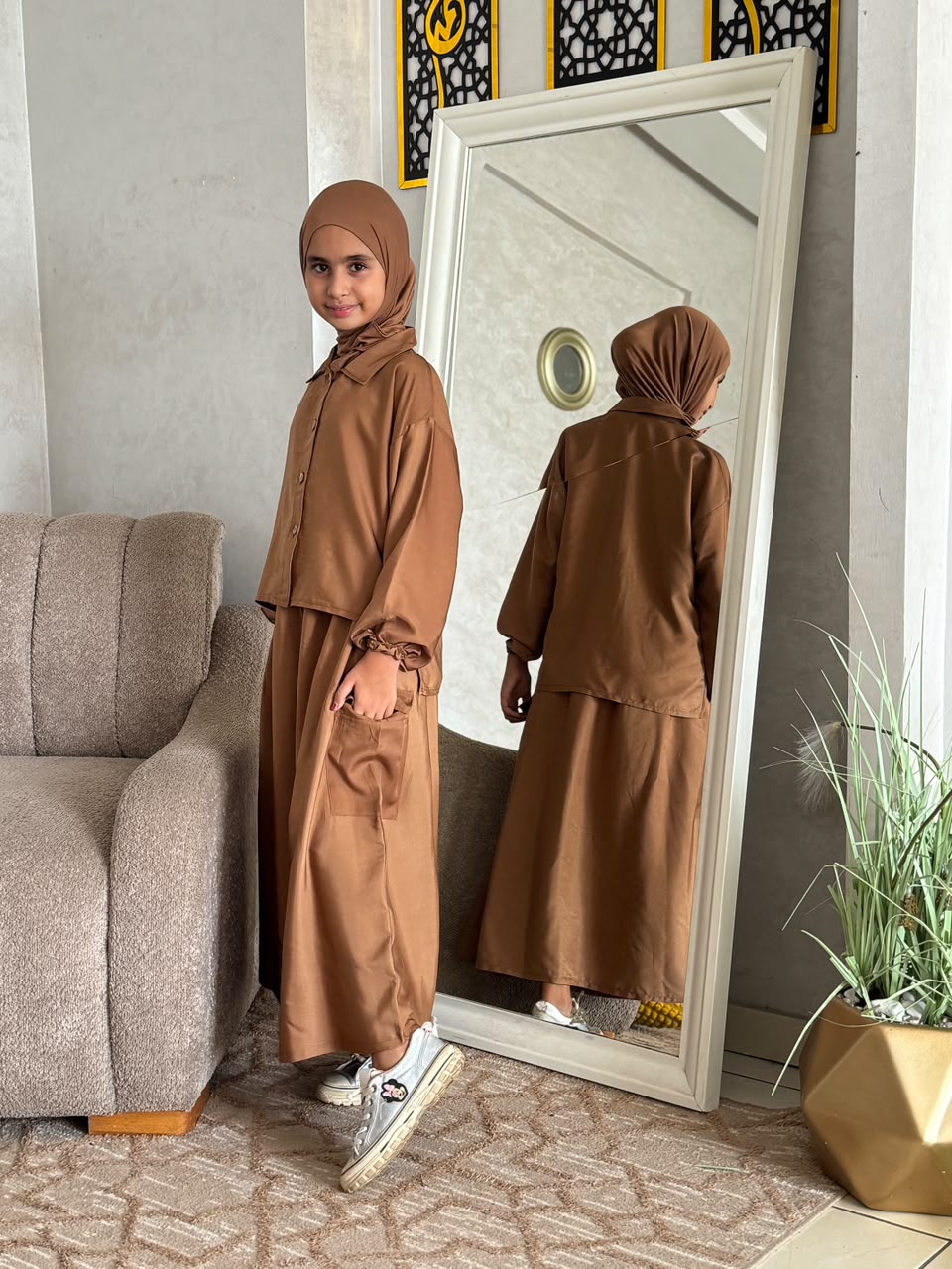 Ensemble SARA Popeline Export — Blouse Cropped & Jupe à Poches (10-16 ans)