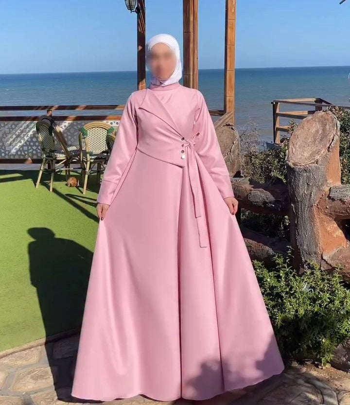 Robe Longue Asymétrique Tissu Canata Export — Élégance & Distinction