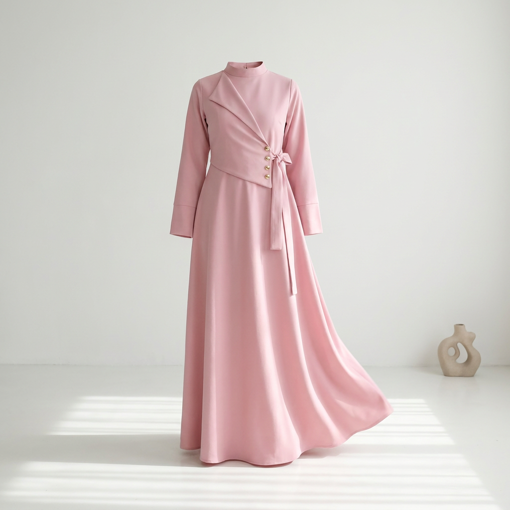 Robe Longue Asymétrique Tissu Canata Export — Élégance & Distinction