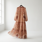 Robe Longue Mousseline Doublée (Qualité Export) + Ceinture