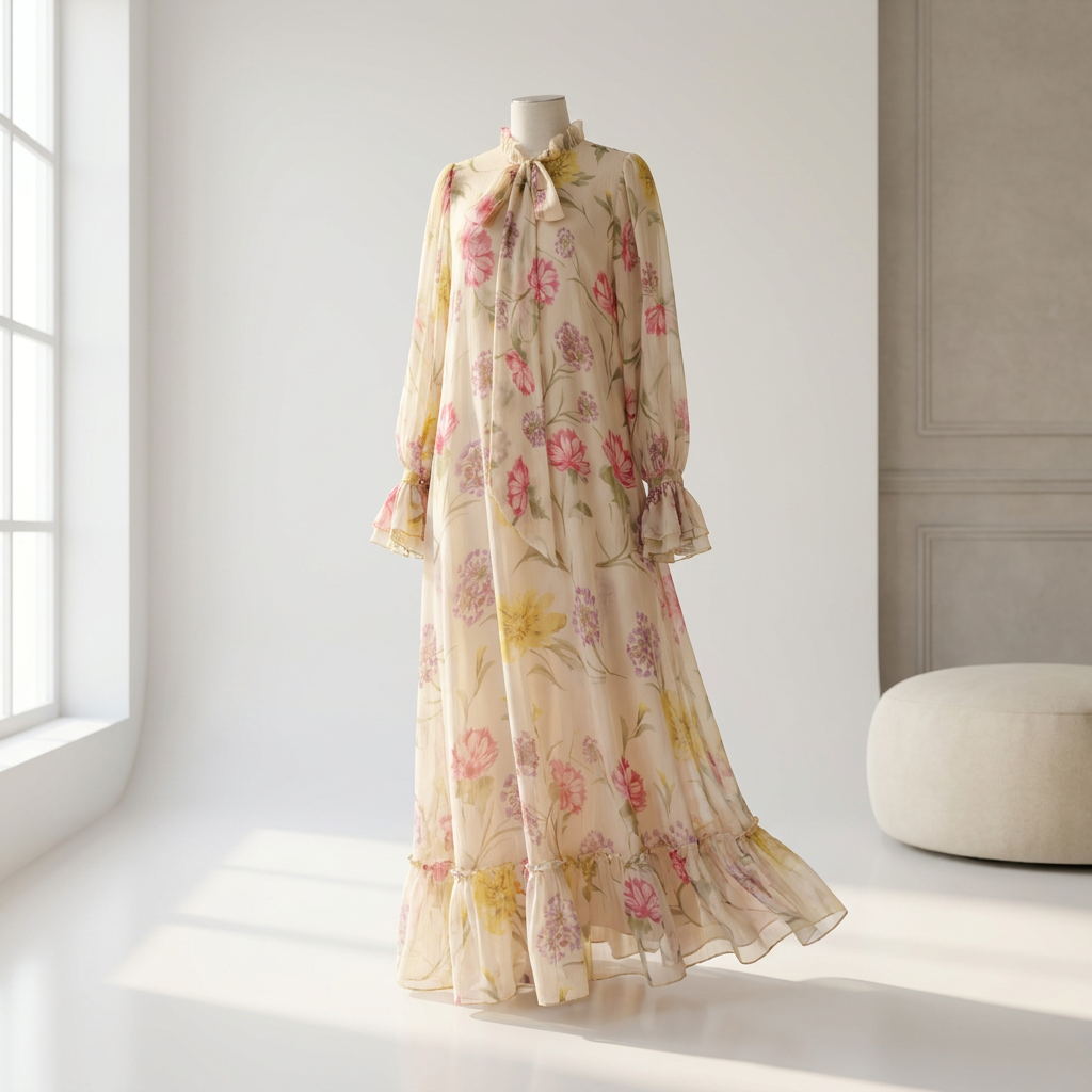 Robe Longue Mousseline Doublée (Qualité Export)
