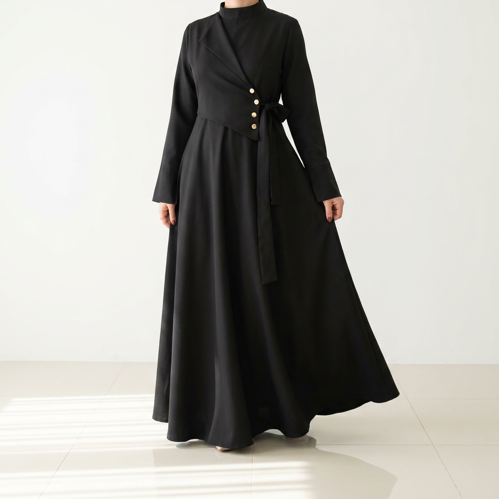 Robe Longue Asymétrique Tissu Canata Export — Élégance & Distinction