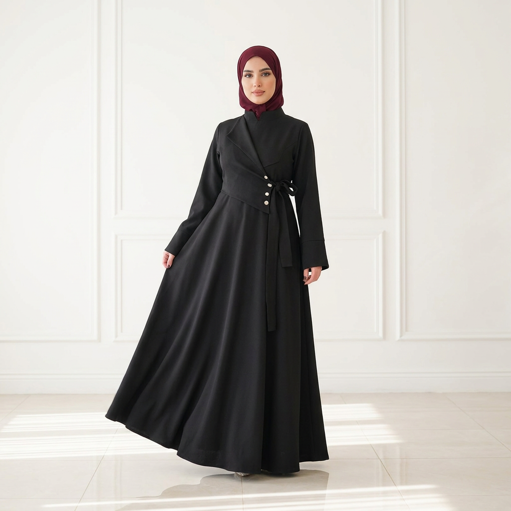 Robe Longue Asymétrique Tissu Canata Export — Élégance & Distinction