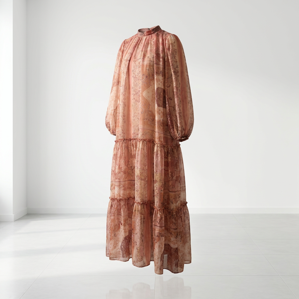 Robe Longue Mousseline Doublée (Qualité Export) + Ceinture