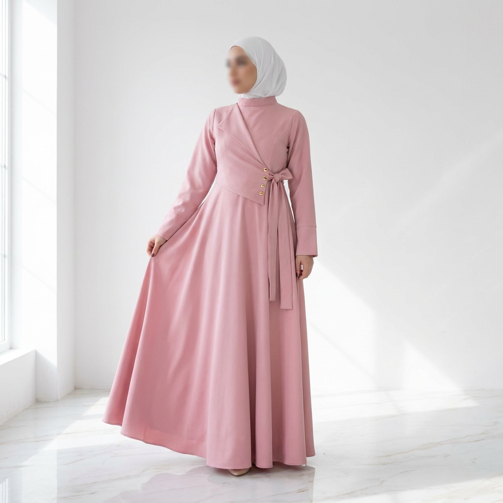 Robe Longue Asymétrique Tissu Canata Export — Élégance & Distinction